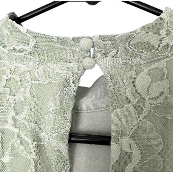 Anthropologie Maeve Flutter-Sleeve Mock-Neck Mini Dress Womens L Moss Mint Green - Picture 5 of 5